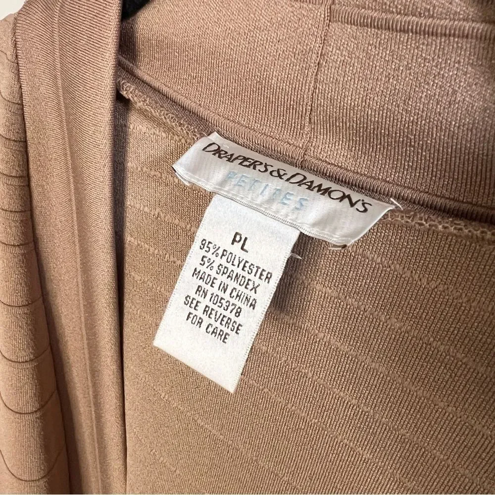 Draper's & Damon's Ottoman Stripe Cardigan Sweater Tan Camel Size PL